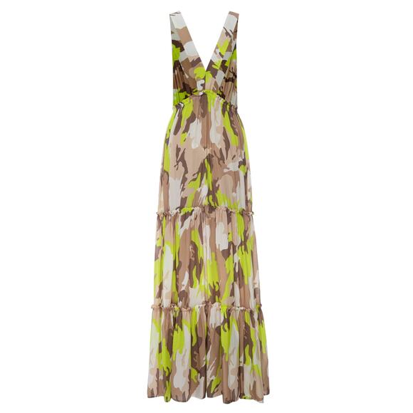 New Le Superbe Electric Camo Dress Multi Beige/White/Yellow Medium MSRP $495 - Picture 4 of 5